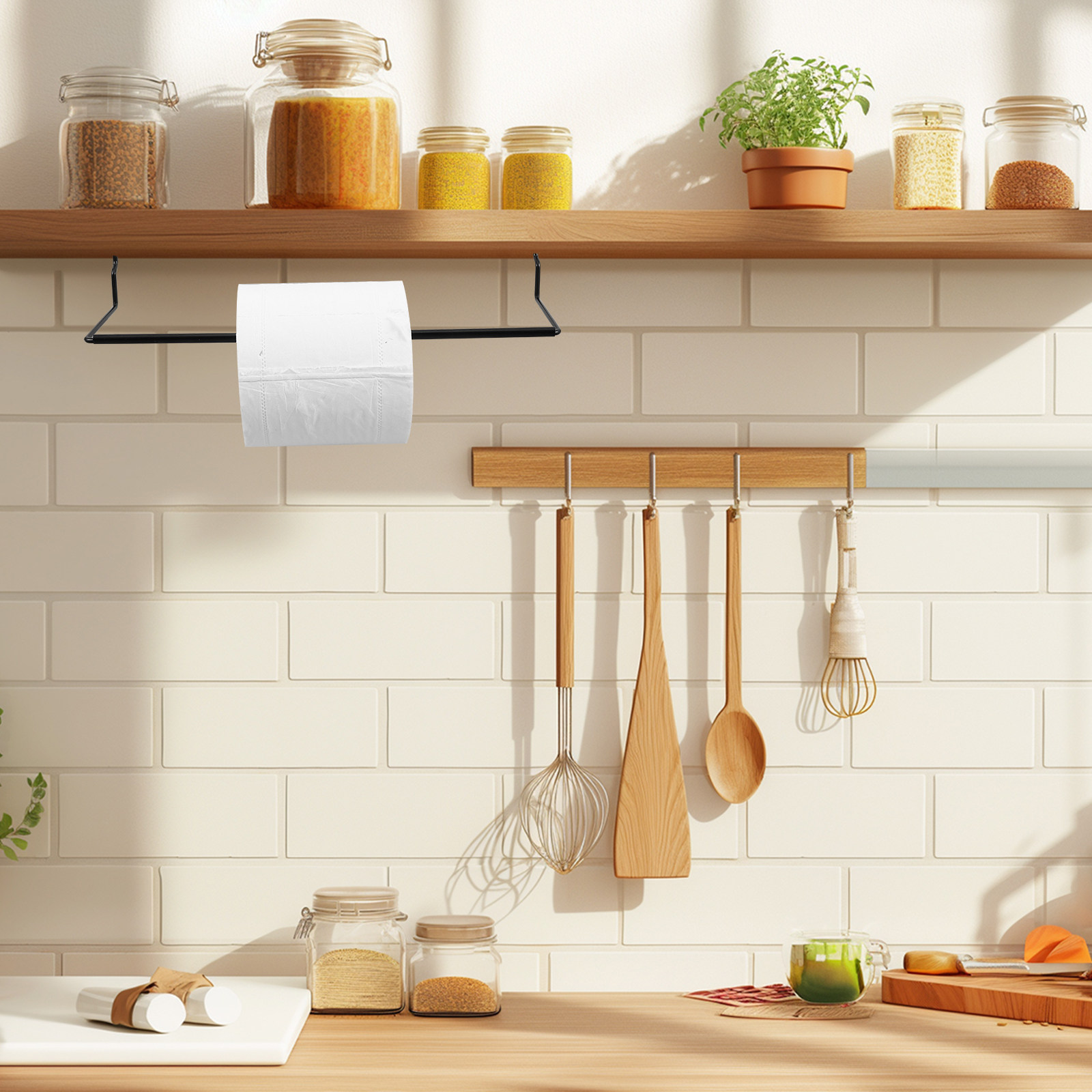 Food Storage Rack For Kitchen - Metal Pegboard Kitchen Towel Holder Paper