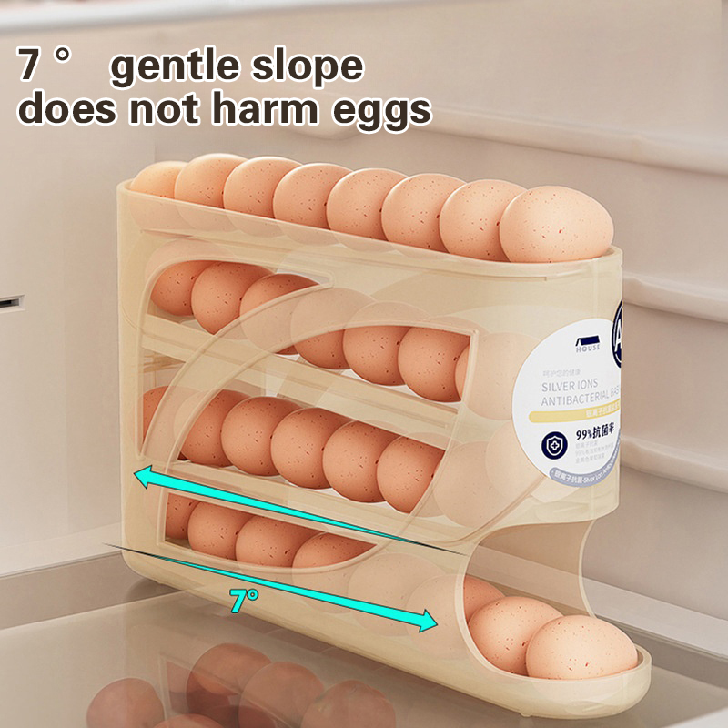 Food Storage Rack For Kitchen - 4 Layers Automatic Rolling Egg Holder