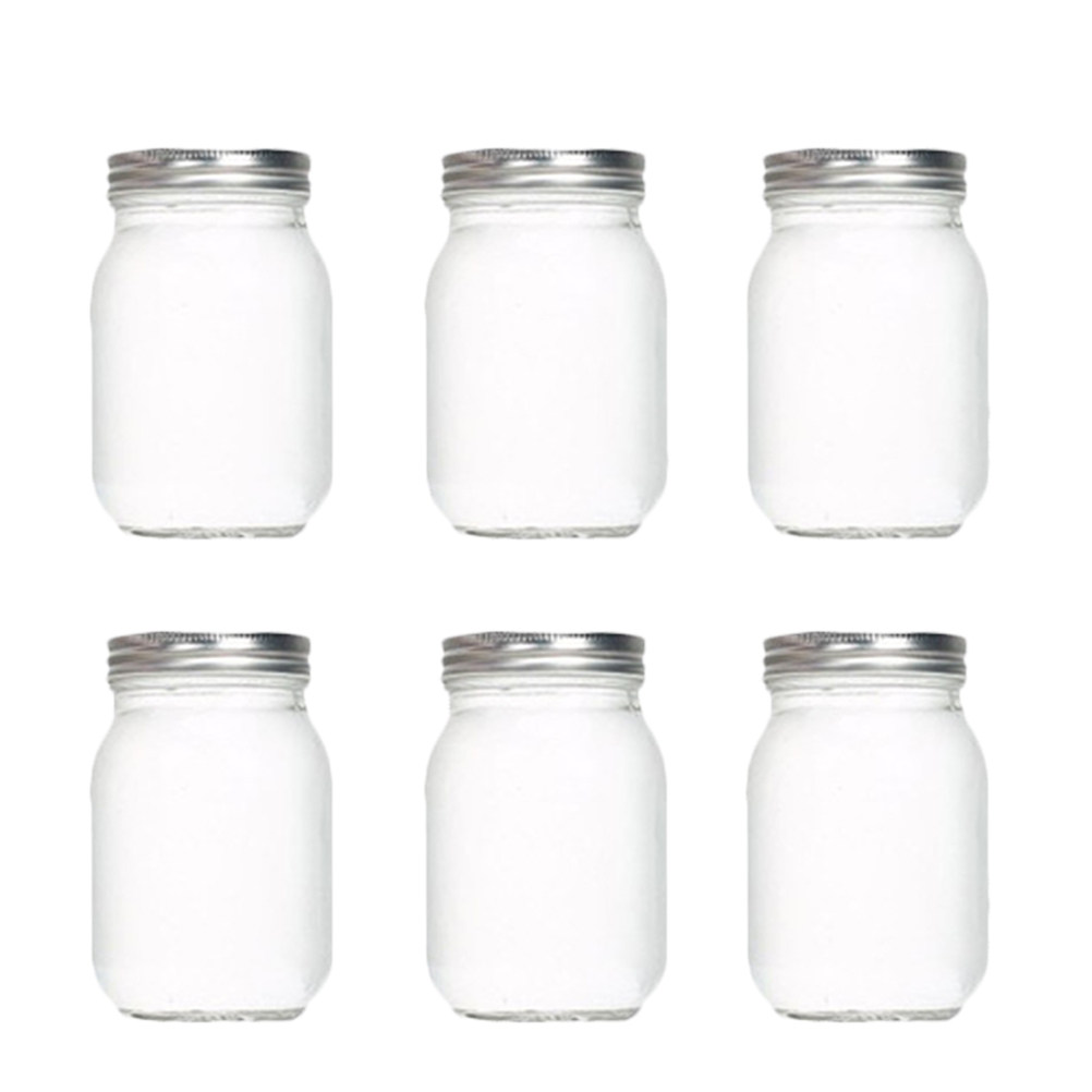 Food Storage Airtight - 6Pcs Transparent Round Glass Jars with