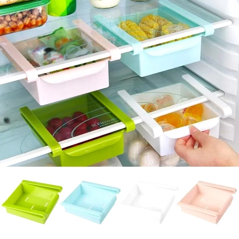 Food Storage Rack For Kitchen - Slide Kitchen Fridge Freezer Space Saver