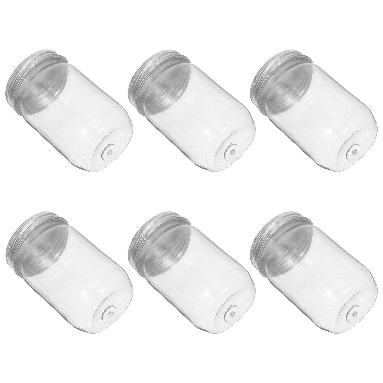 Food Storage Airtight - 6Pcs Clear Plastic Mason Jars with