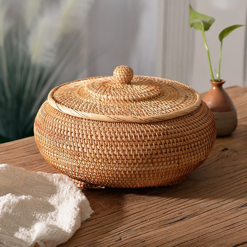 Food Storage Underground - Handwoven Rattan Storage Box With Lid