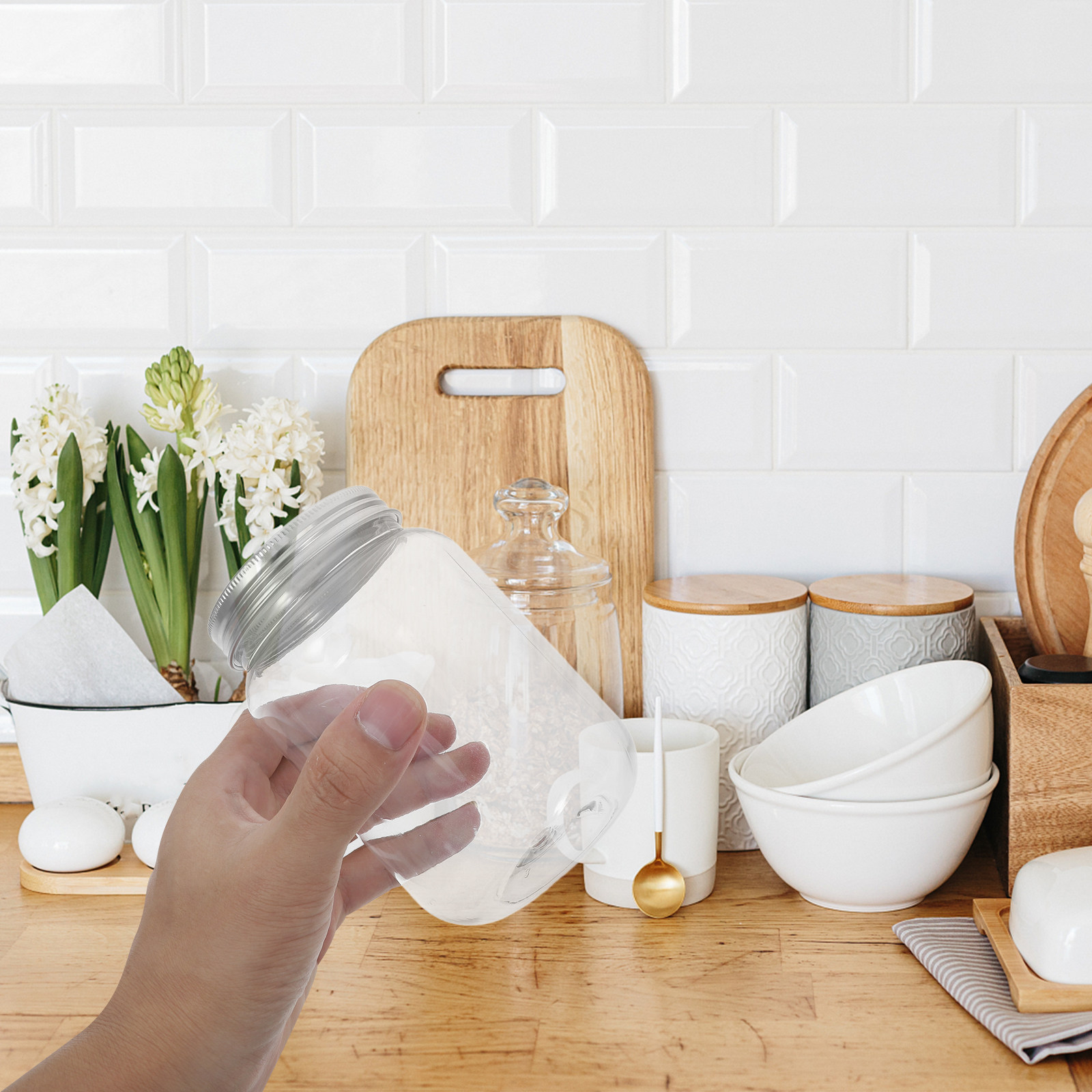 4Pcs Clear Plastic Jars with A - огляд і ціна Food Storage Airtight