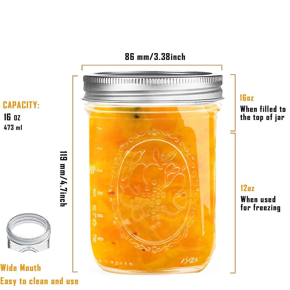 16oz Wide Mouth Mason Jars wit - огляд і ціна Food Storage With Lids
