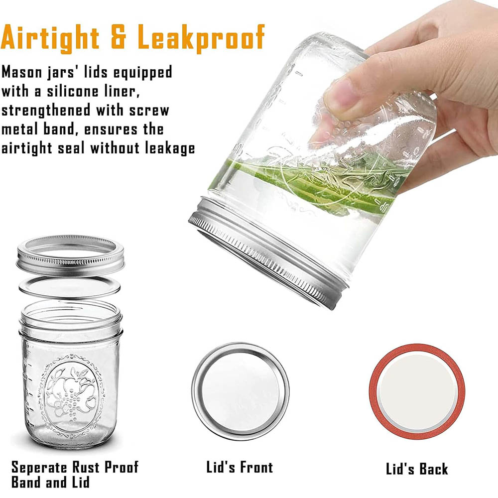 16oz Wide Mouth Mason Jars wit - огляд і ціна Food Storage With Lids