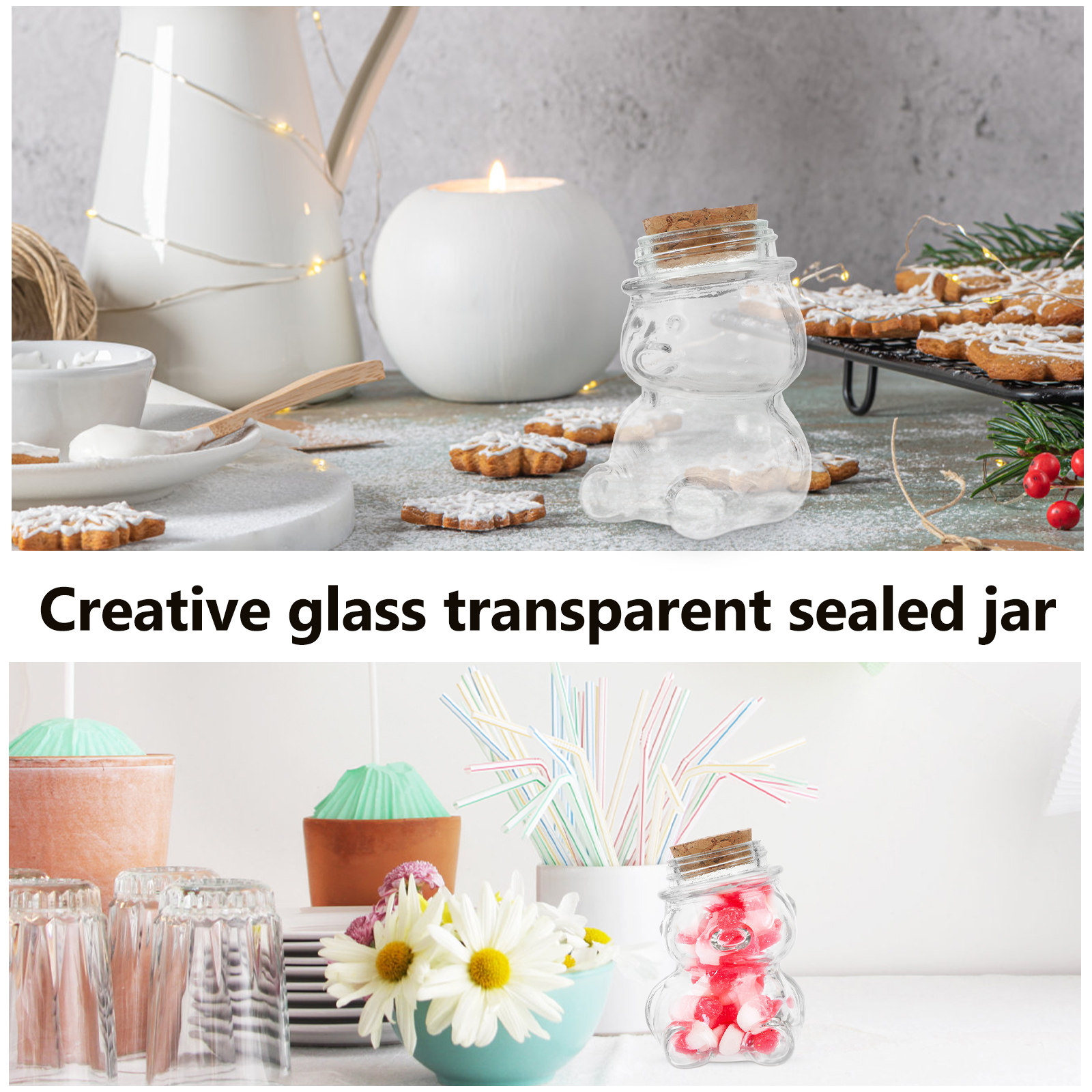 4Pcs Glass Candy Jar Set Trans - огляд і ціна Food Storage Airtight