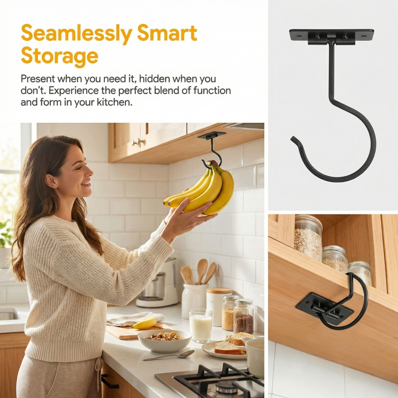 Black Metal Self-Adhesive Bana - огляд і ціна Food Storage Rack For Kitchen