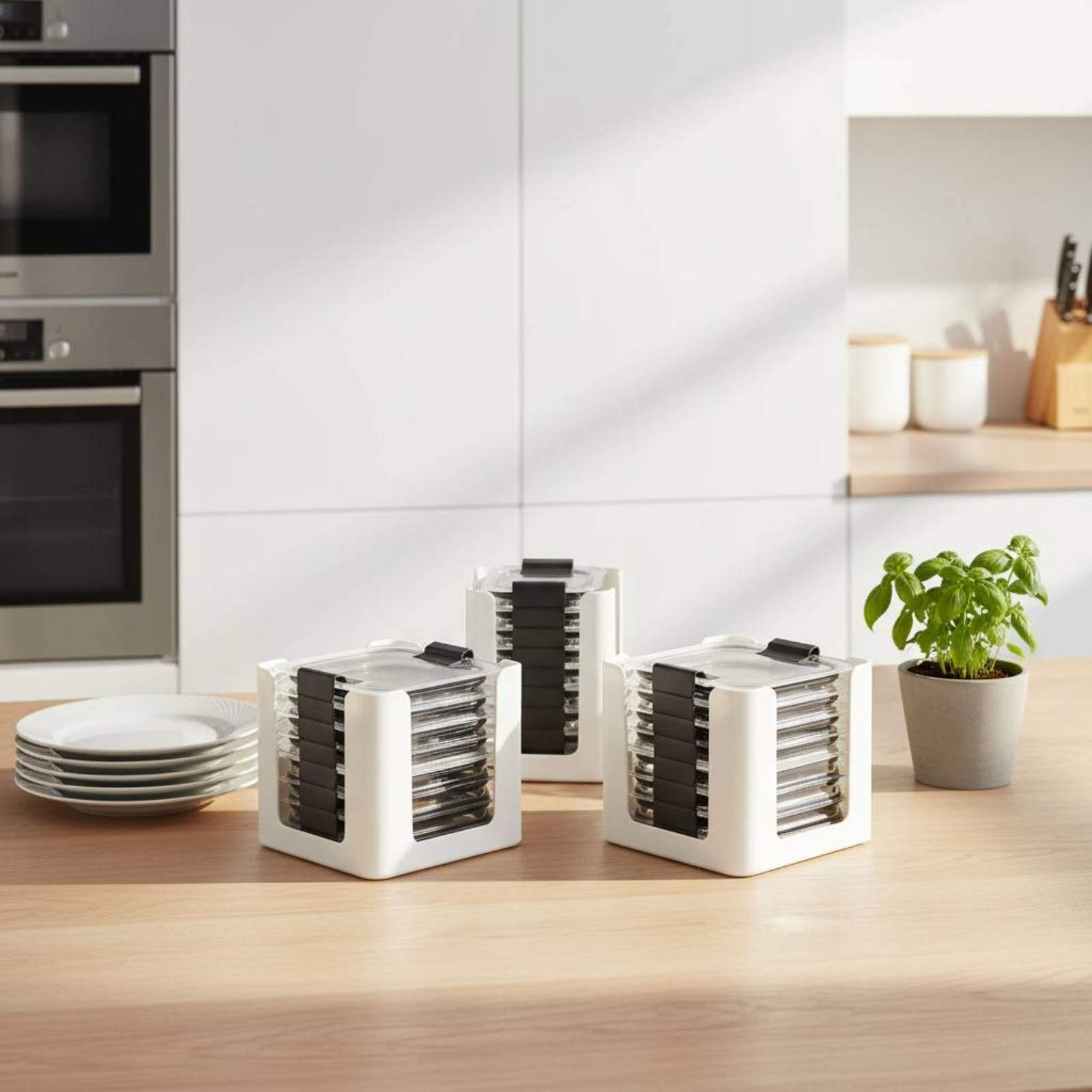 3 Pieces Lid Storage Rack Rect - огляд і ціна Food Storage With Lids